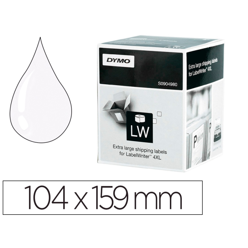 Etiqueta adhesiva dymo labelwriter para envio 104x159 mm blanca para impresoras 4xl/5xl rollo de 220 unidades
