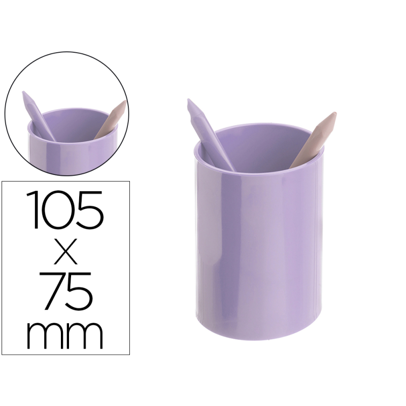 Cubilete portalapices archivo 2000 malva pastel opaco plastico 100% reciclado diametro 75 mm alto 105 mm