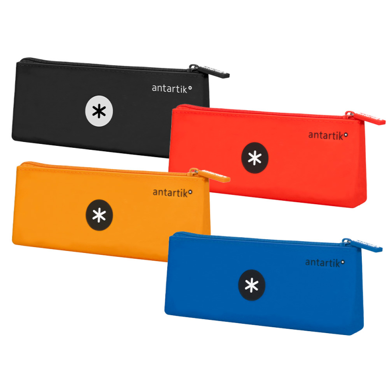 Estuche portatodo antartik silicona triangular colores surtidos intensos azul mostaza negro y rojo