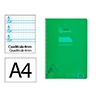 Cuaderno espiral liderpapel a4 pautaguia tapa plastico 80h 90gr cuadro pautado 4mm con margen color verde