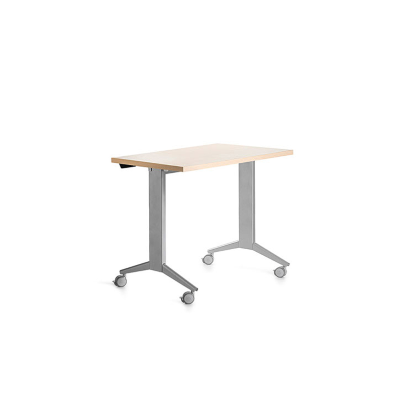 Mesa de oficina rocada 120x60cm con tablero abatible 90 acabado fd01 gris/haya