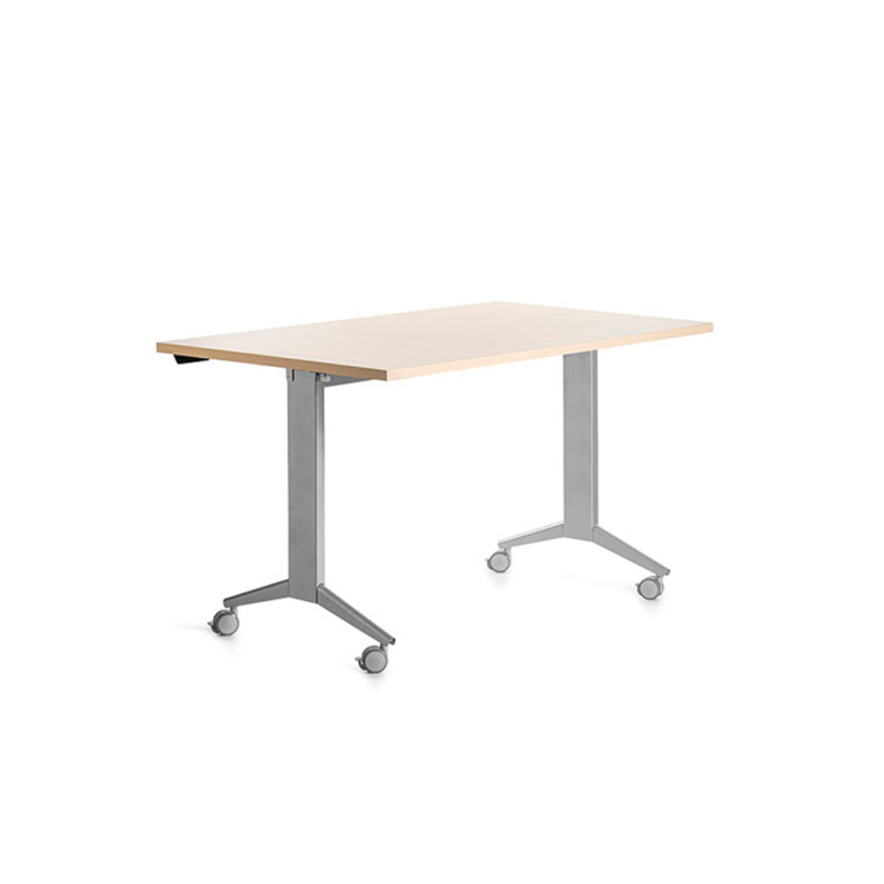 Mesa de oficina rocada 140x80cm con tablero abatible 90 acabado fd01 gris/haya