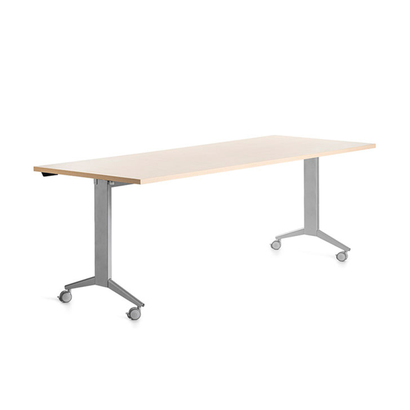 Mesa de oficina rocada 180x80cm con tablero abatible 90 acabado fd01 gris/haya