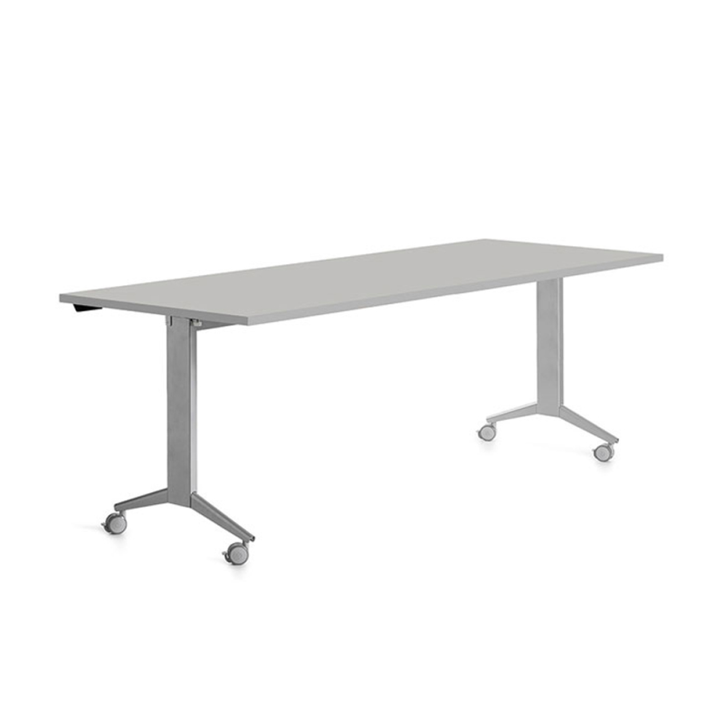 Mesa de oficina rocada 180x80cm con tablero abatible 90 acabado fd02 gris/gris