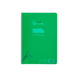Cuaderno espiral liderpapel a4 pautaguia tapa plastico 80h 90gr cuadro pautado 4mm con margen color verde