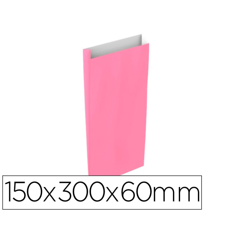 Sobre papel basika celulosa rosa con fuelle s 150x300x60 mm paquete de 25 unidades