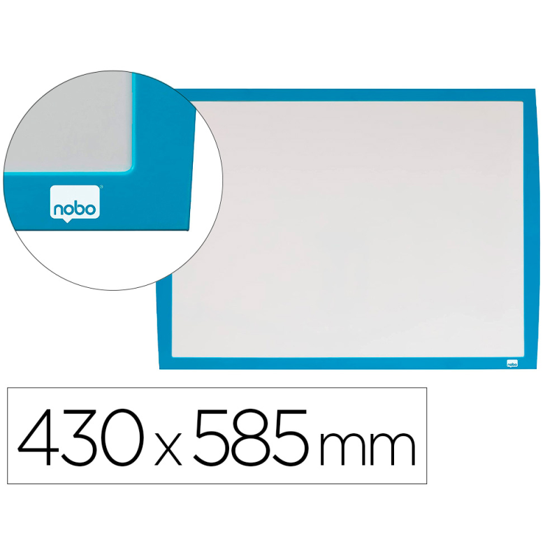 Pizarra blanca nobo magnetica marco azul 430x585 mm
