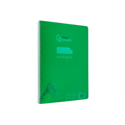 Cuaderno espiral liderpapel a4 pautaguia tapa plastico 80h 90gr cuadro pautado 4mm con margen color verde