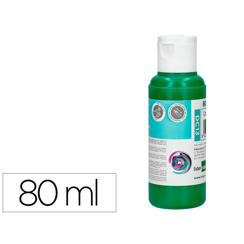 Pintura acrilica liderpapel bote de 80 ml verde oscuro