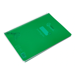 Cuaderno espiral liderpapel a4 pautaguia tapa plastico 80h 90gr cuadro pautado 4mm con margen color verde