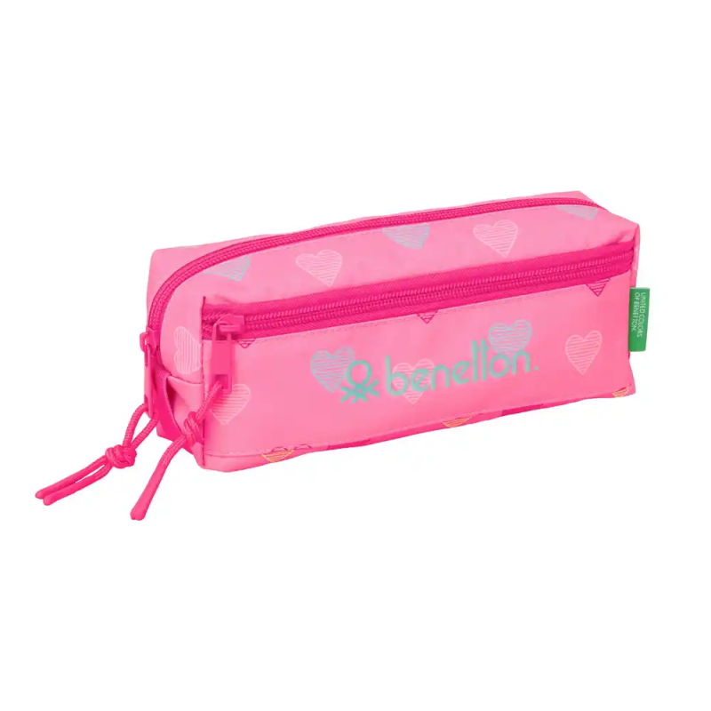 Bolso escolar portatodo safta triple pequeño con goma elastica benetton heart 85x220x60 mm