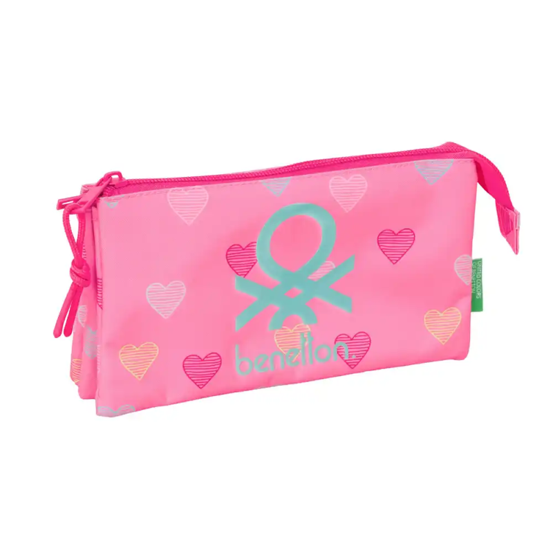 Bolso escolar portatodo safta triple benetton heart 120x220x30 mm
