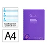 Cuaderno espiral liderpapel a4 pautaguia tapa plastico 80h 90gr cuadro pautado 4mm con margen color lila