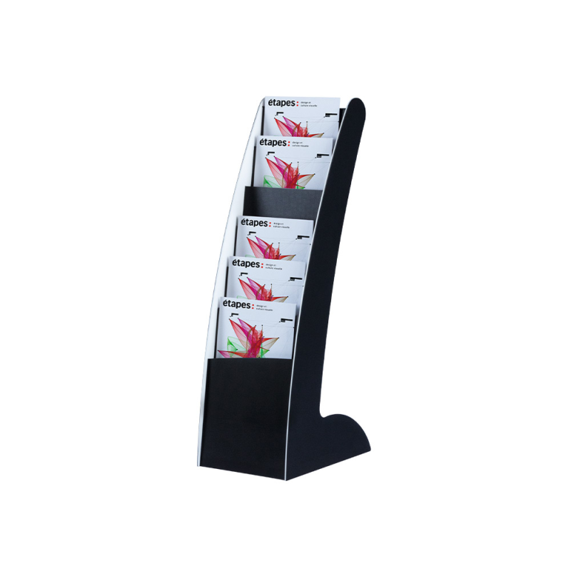 Expositor paperflow courbo slim de suelo movil doble cara 6 casillas color negro