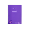 Cuaderno espiral liderpapel a4 pautaguia tapa plastico 80h 90gr cuadro pautado 4mm con margen color lila