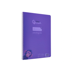 Cuaderno espiral liderpapel a4 pautaguia tapa plastico 80h 90gr cuadro pautado 4mm con margen color lila