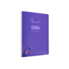 Cuaderno espiral liderpapel a4 pautaguia tapa plastico 80h 90gr cuadro pautado 4mm con margen color lila