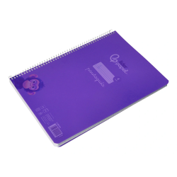 Cuaderno espiral liderpapel a4 pautaguia tapa plastico 80h 90gr cuadro pautado 4mm con margen color lila