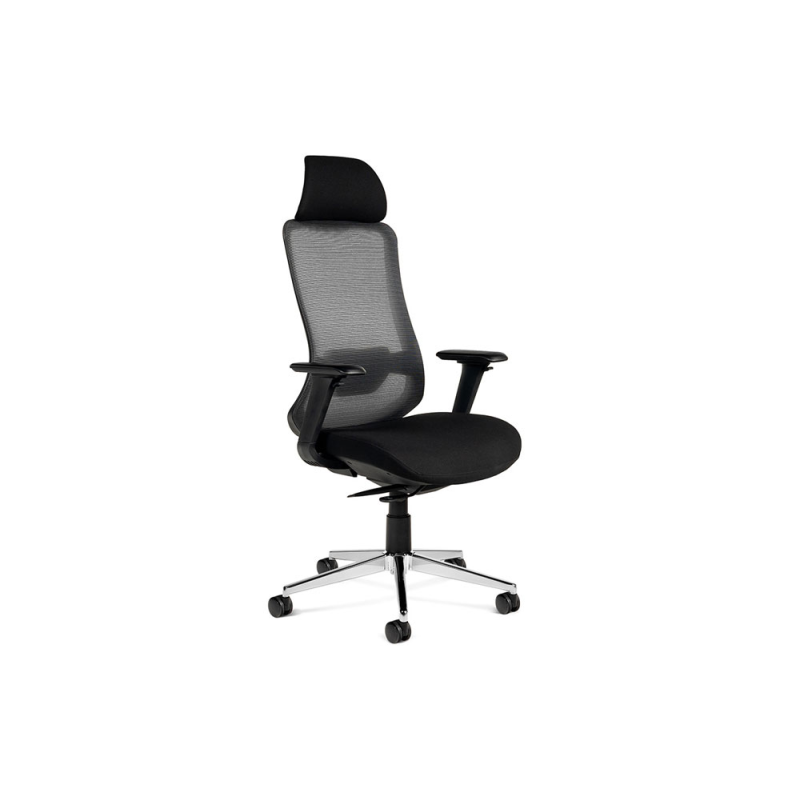 Silla rocada direccion premium 24 horas con brazos ajustables respaldo de malla y asiento en tela negro
