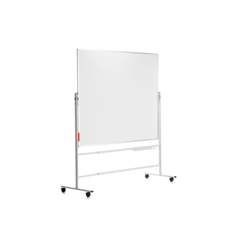Pizarra blanca rocada acero lacado magnetico marco aluminio doble cara volteable 120x200 cm