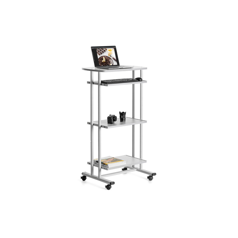 Mesa ordenador rocada rd-5220 estructura metalica bandejas regulables en altura con teclado extraible