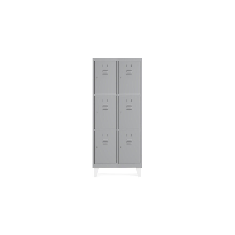 Taquilla metalica rocada 300 2 modulos x 3 puertas gris 620x500x1800 mm
