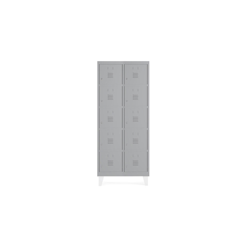 Taquilla metalica rocada 300 2 modulos x 5 puertas gris 620x500x1800 mm