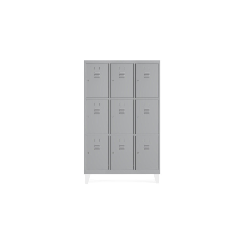 Taquilla metalica rocada 300 3 modulos x 3 puertas gris 910x500x1800 mm