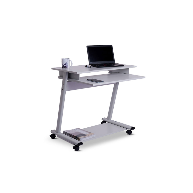 Mesa ordenador rocada rd-9100 sistema bloqueo con ruedas estructura metalica con bandeja teclado extraible