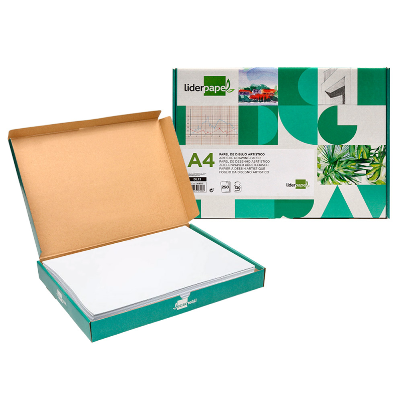 Papel dibujo liderpapel 210x297 mm 130 gr sin recuadro din a4 hoja