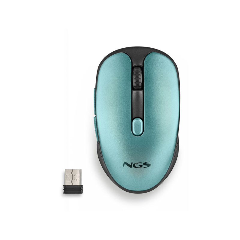 Raton ngs evo rust optico 800/1200/1600 dpi inalambrico 5 botones teclas silenciosas receptor usb 2,4 ghz verde