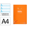 Cuaderno espiral liderpapel a4 pautaguia tapa plastico 80h 90gr cuadro pautado 4mm con margen color naranja