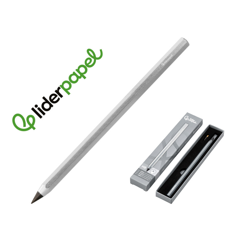 Lapiz de grafito infinito liderpapel aluminio hexagonal plateado ultra resistente 1 punta de recambio