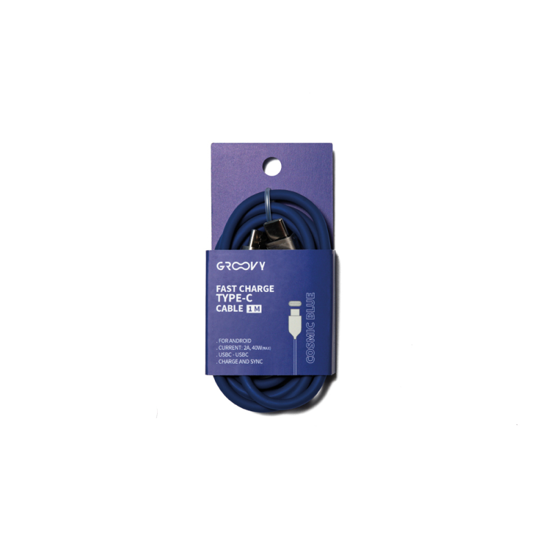 Cable groovy usb 2.0 a usb c apple lightning longitud 1 mt silicona color azul cobalto