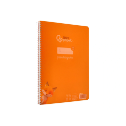 Cuaderno espiral liderpapel a4 pautaguia tapa plastico 80h 90gr cuadro pautado 4mm con margen color naranja