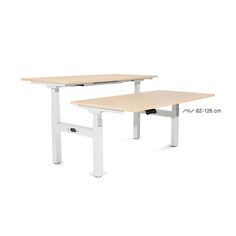 Mesa rocada doble regulable en altura electricamente 160x163 cm regulable color blanco / haya