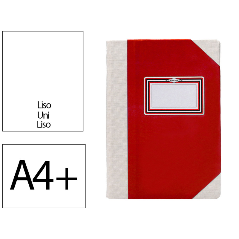 Libro cartone cosido fernandes flecha din a4+ liso 50 hojas 100 gr rojo