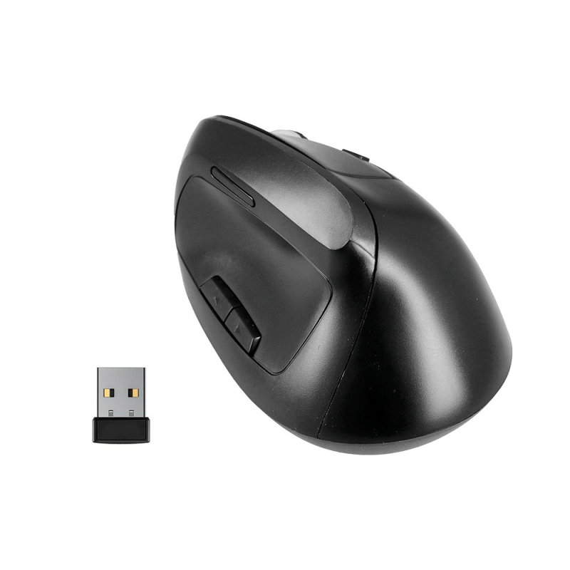 Raton q-connect optico inalambrico ergonomico vertical dpi 800/1200/1600 bateria recargable negro