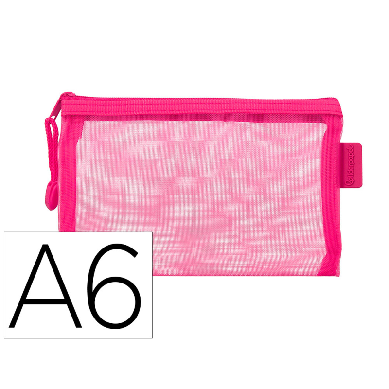 Bolsa zipper bag liderpapel poliester transpirable multiusos din a6 rosa