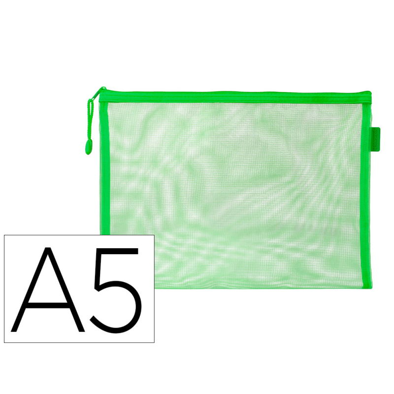 Bolsa zipper bag liderpapel poliester transpirable multiusos din a5 verde pastel