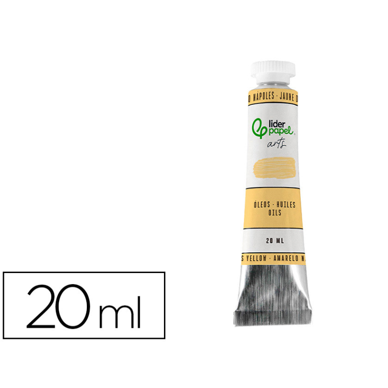 Pintura al oleo liderpapel tubo de aluminio de 20 ml color amarillo napoles