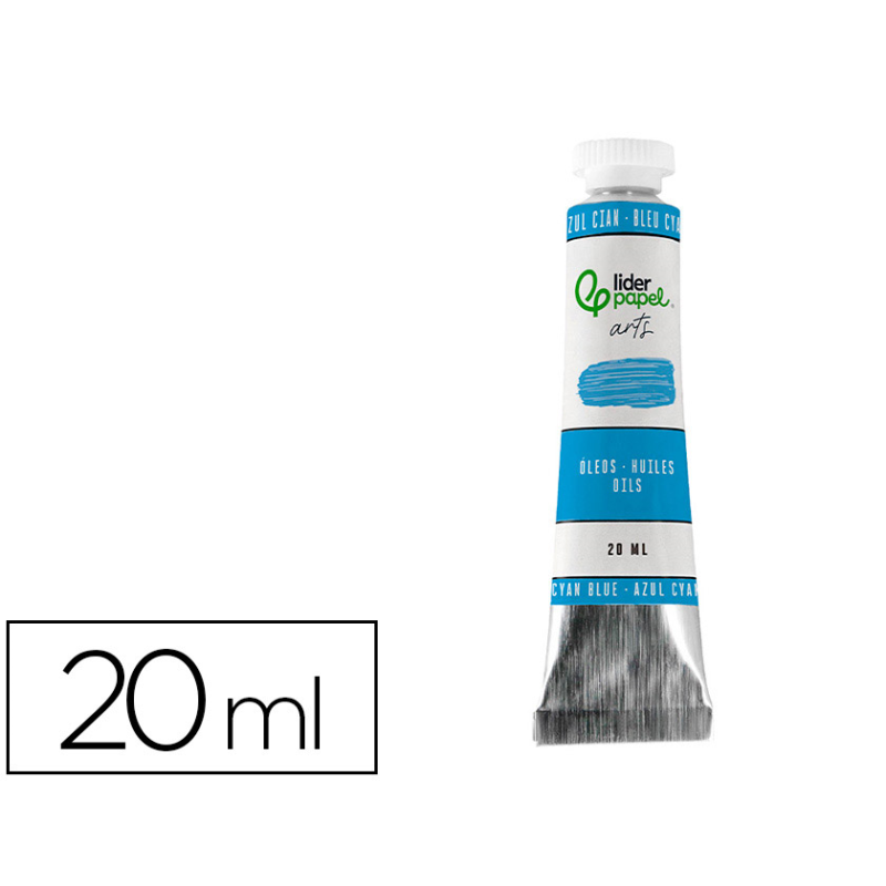 Pintura al oleo liderpapel tubo de aluminio de 20 ml color azul cian