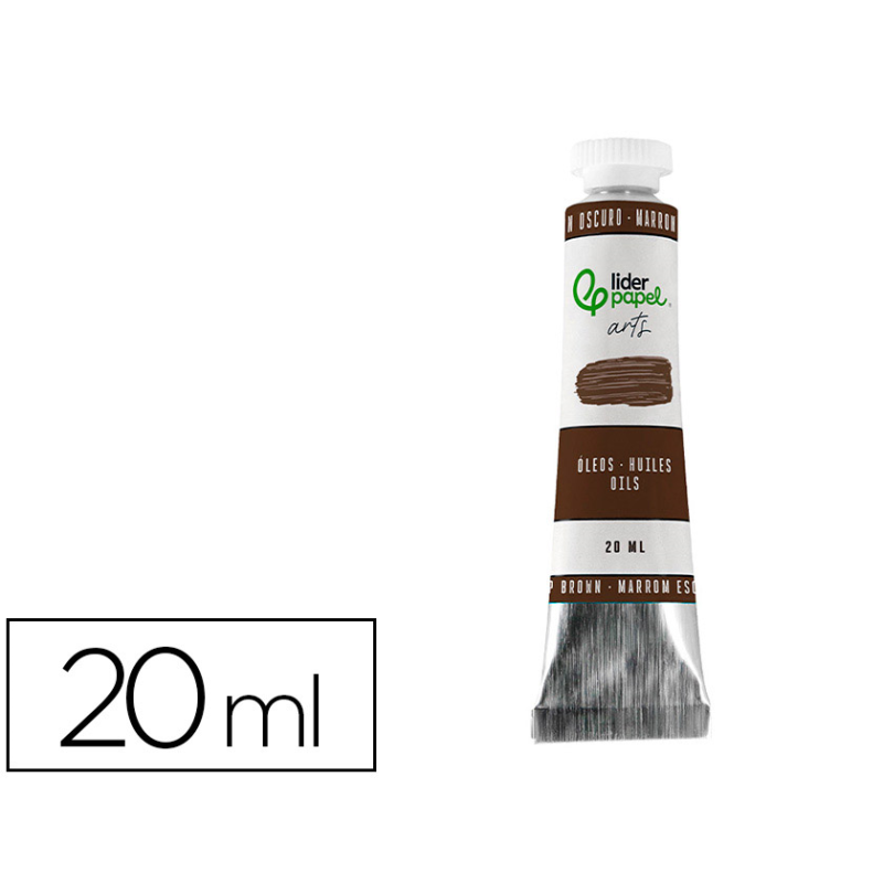 Pintura al oleo liderpapel tubo de aluminio de 20 ml color marron oscuro