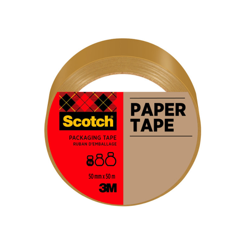 Cinta adhesiva scotch papel color marron para envios postales 50 mt x 50 mm