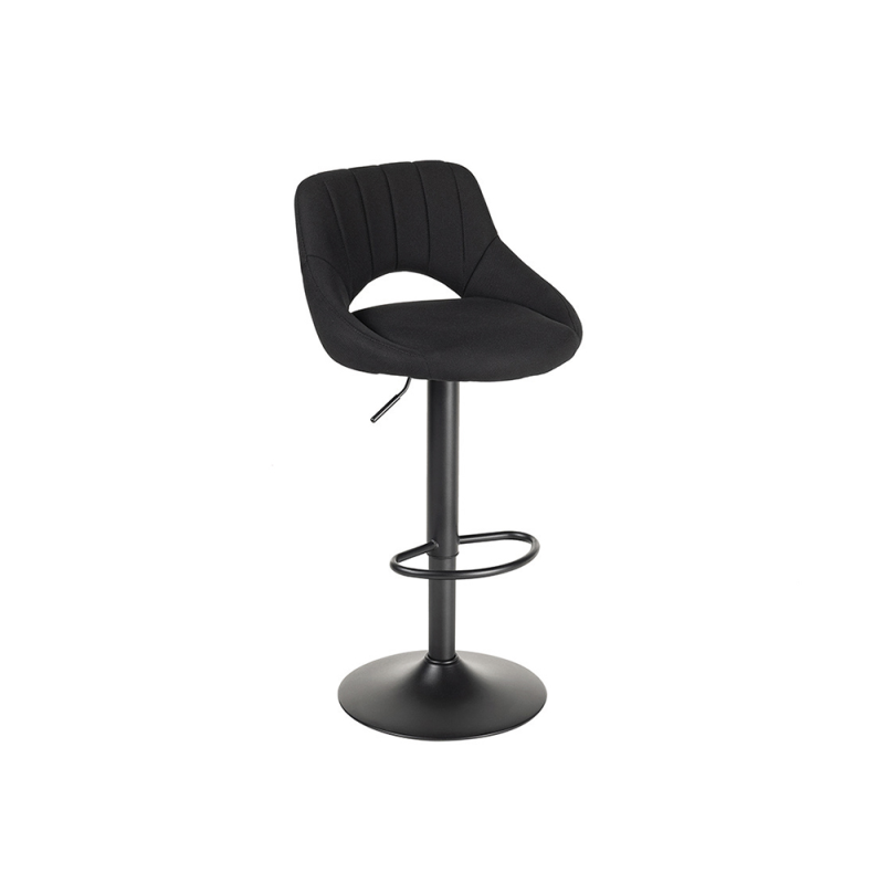 Taburete alto rocada con asiento y respaldo bajo tapizado tela ignifuga base metalica con reposapies color