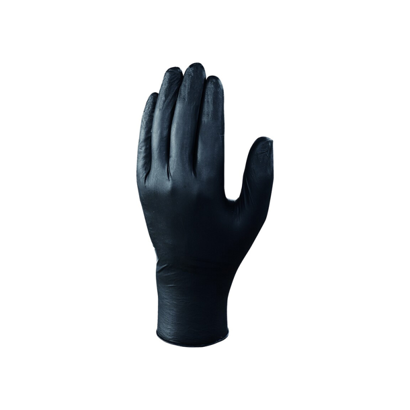 Guantes de nitrilo deltaplus quimico desechable no empolvado talla 8/9 color negro caja de 100 unidades