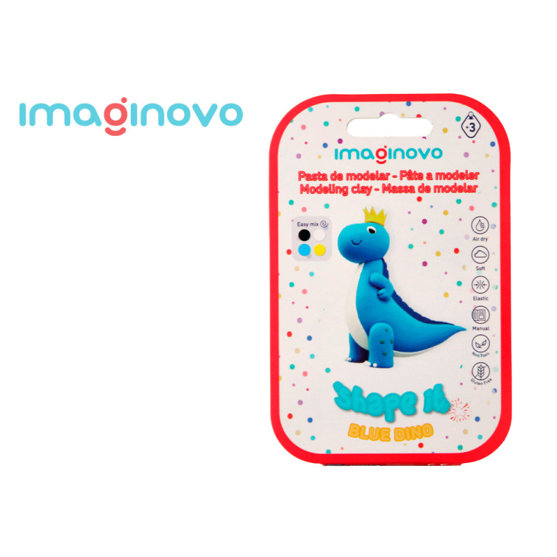 Pasta para modelar imaginovo de secado al aire set de colores surtidos con instrucciones dinosaurio azul