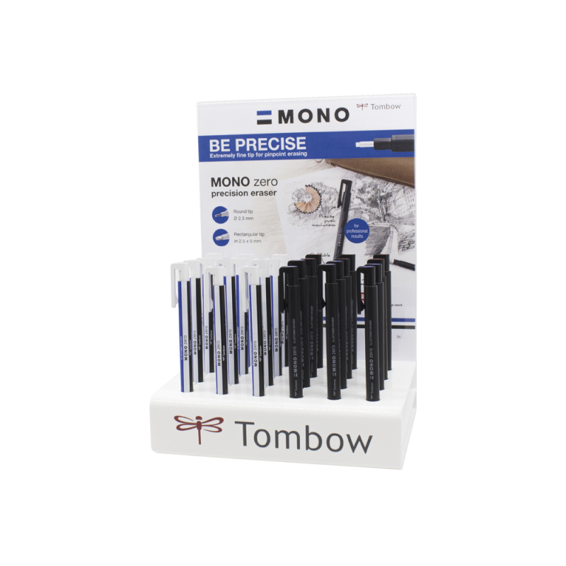 Portagomas tombow mono zero expositor de 24 unidades puntas surtidas