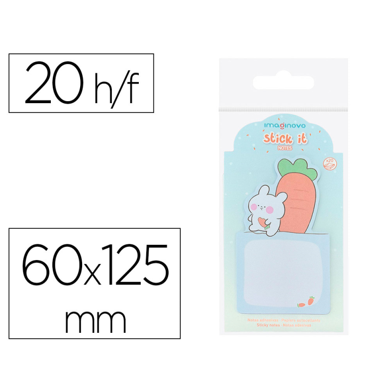 Bloc notas adhesivas imaginovo bunny con soporte 20 hojas azul 60x125 mm