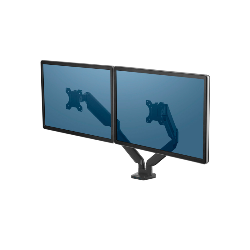 Brazo para monitor fellowes platinum ajustable en altura para dos pantallas normativa vesa hasta 10 kg negro
